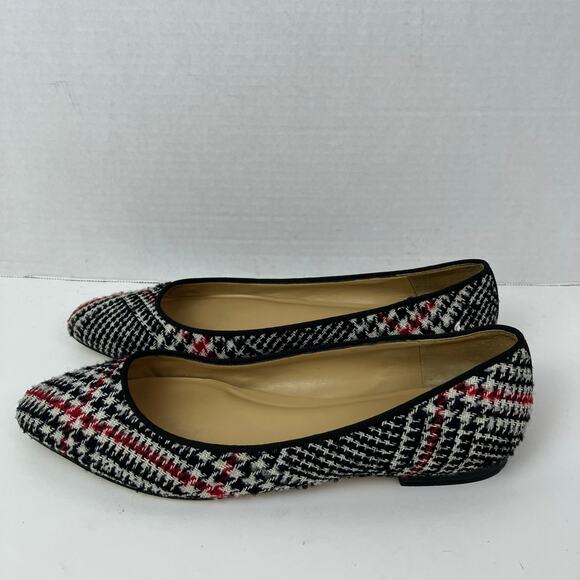 Talbots Sz 8M Tweed Houndstooth Ballet Flats Red Black Preppy Careerwear Retro - Picture 1 of 16